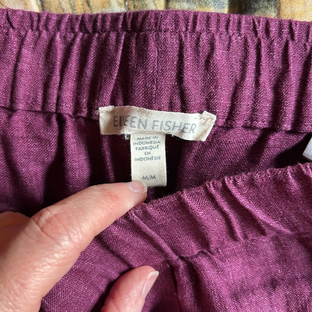 Eileen Fisher Delave Linen Lantern Pants in Raspberry - Picture 3 of 4